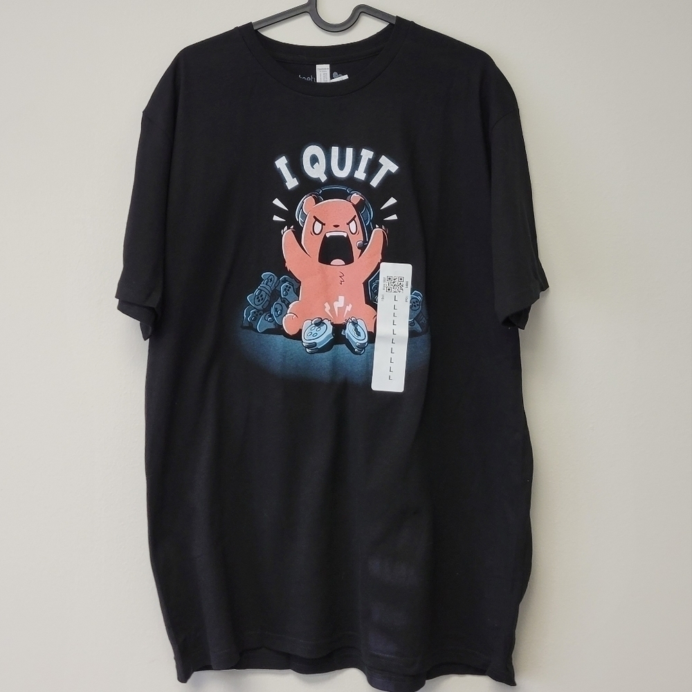 Teeturtle I Quit Bear Game Controller graphic t-shirt Black L